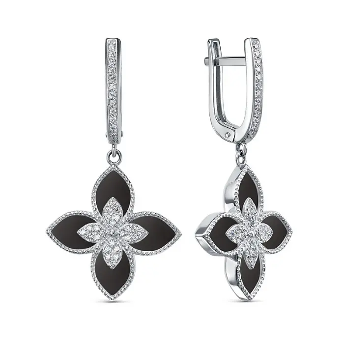 Серьги подвесные из серебра