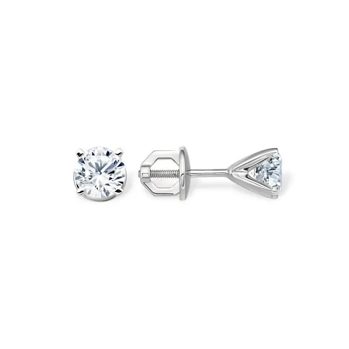 Серьги пуссеты из белого золота