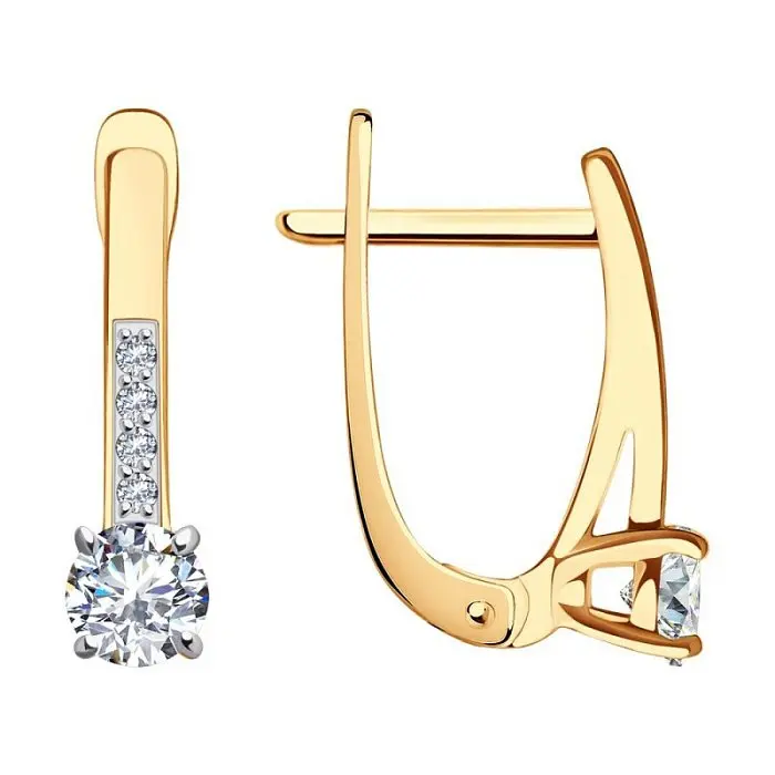 Серьги с английским замком из красного золота