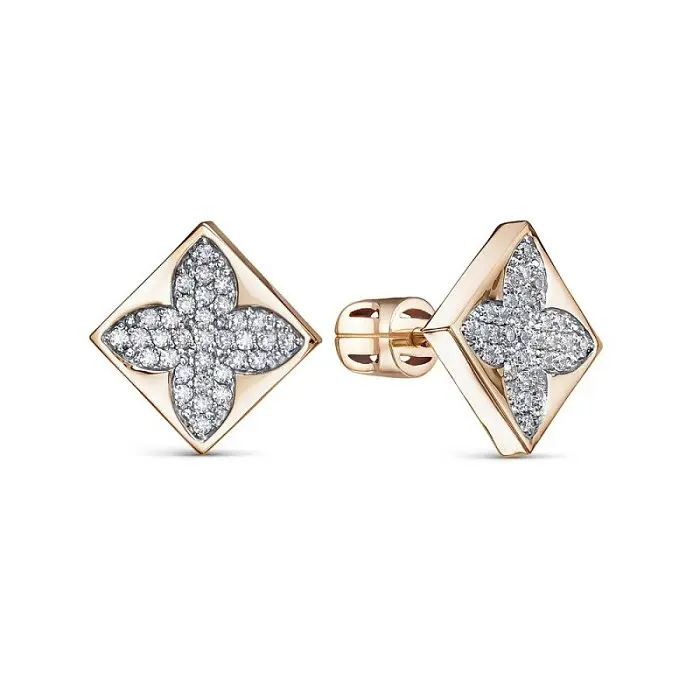 Серьги пуссеты из красного золота