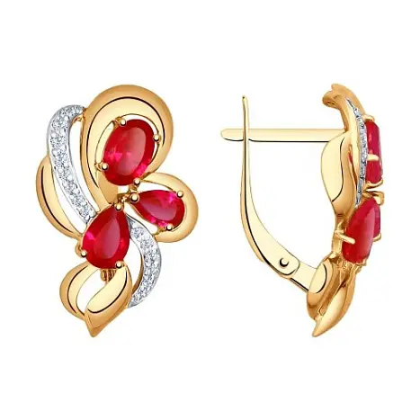 Серьги с английским замком из красного золота