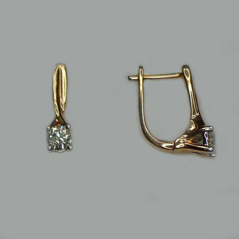 Серьги с английским замком из красного золота