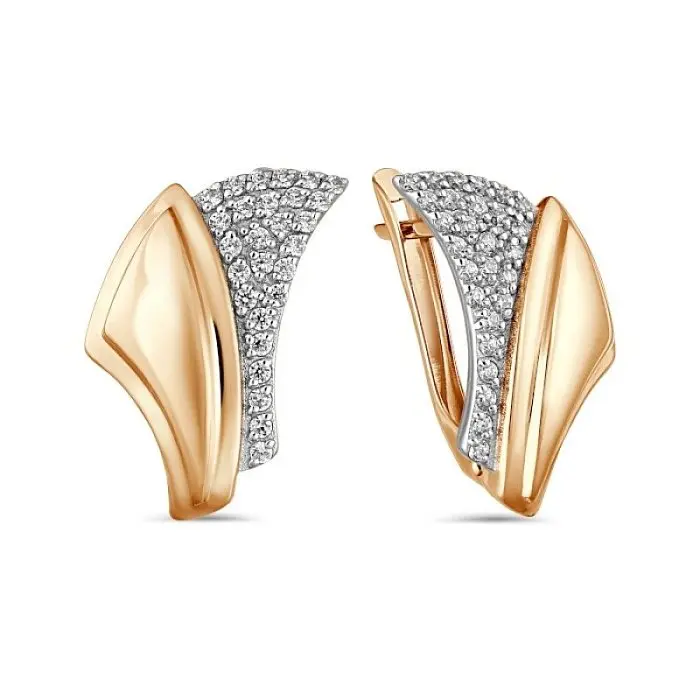 Серьги с английским замком из красного золота