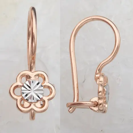 Серьги детские из комбинированного золота