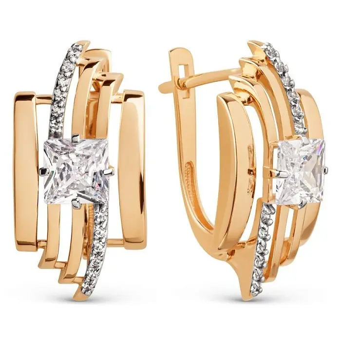 Серьги с английским замком из красного золота