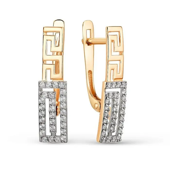 Серьги с английским замком из красного золота