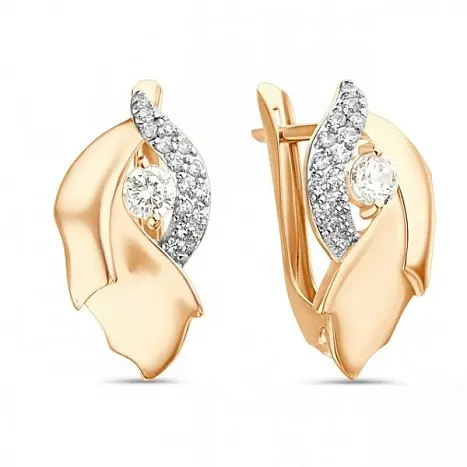 Серьги с английским замком из красного золота