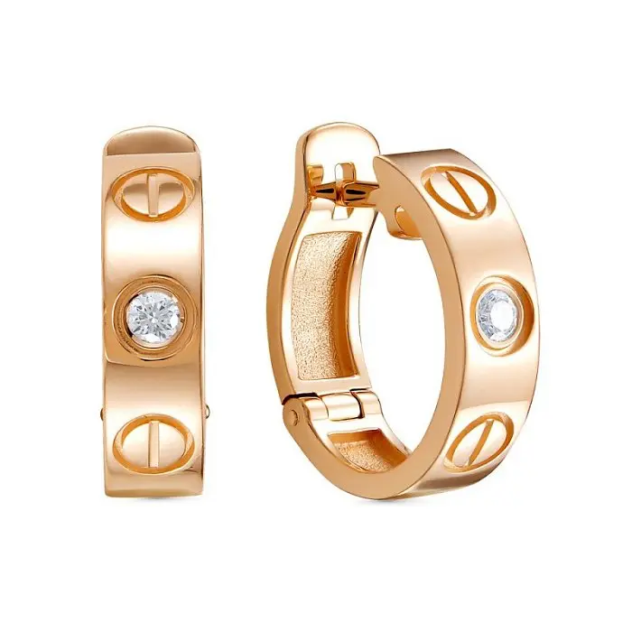 Серьги с английским замком из красного золота