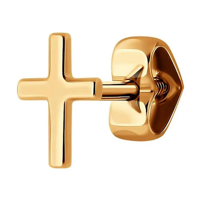 Серьги одиночные из красного золота