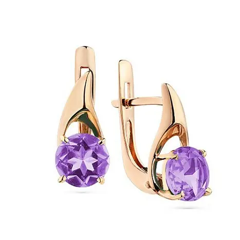 Серьги с английским замком из красного золота