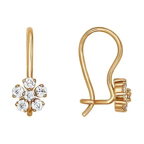 Серьги детские из красного золота