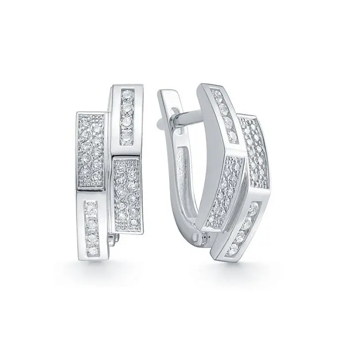 Серьги с английским замком из белого золота