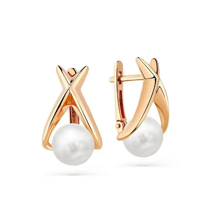 Серьги с английским замком из красного золота