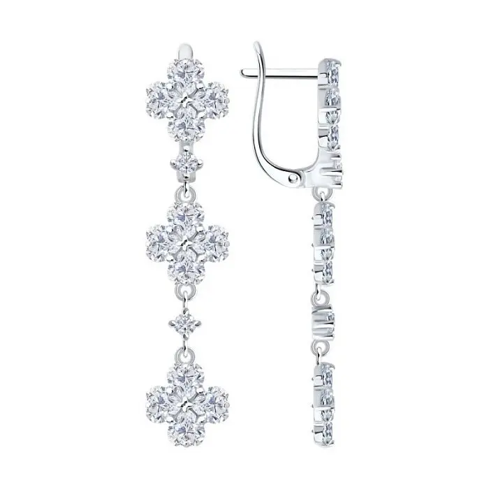 Серьги подвесные из серебра