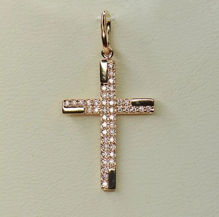 Подвеска декоративный крест из красного золота