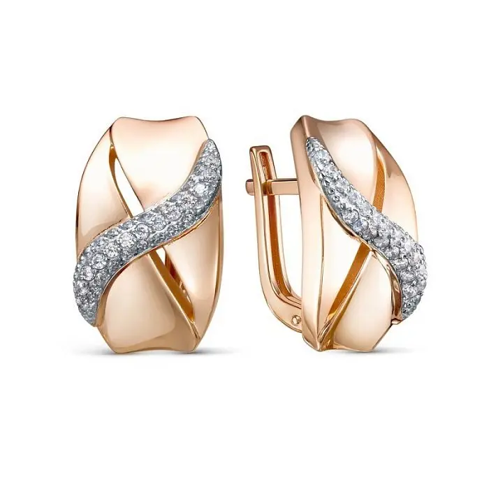 Серьги с английским замком из красного золота