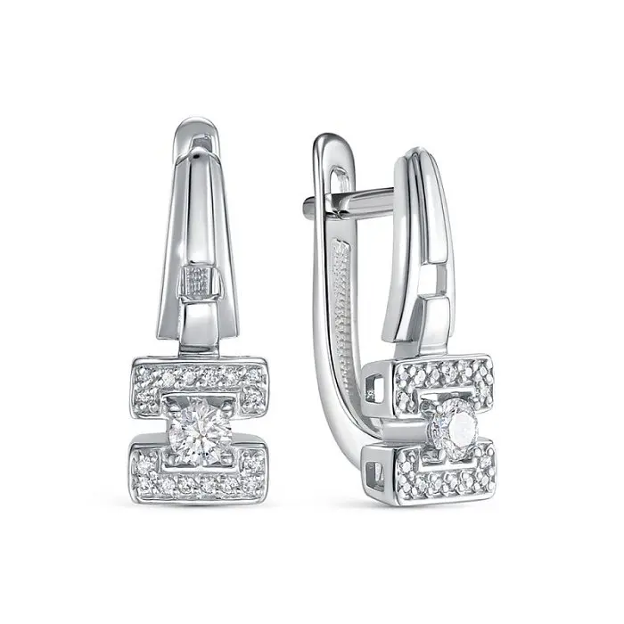 Серьги с английским замком из белого золота