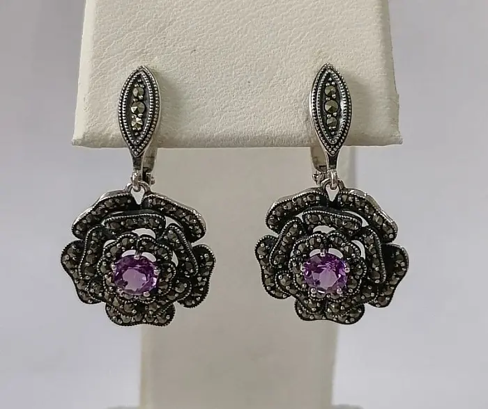Серьги подвесные из серебра