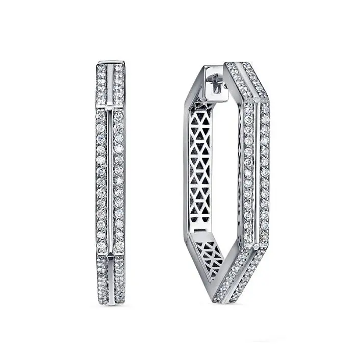 Серьги с английским замком из белого золота