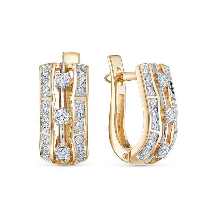 Серьги с английским замком из комбинированного золота