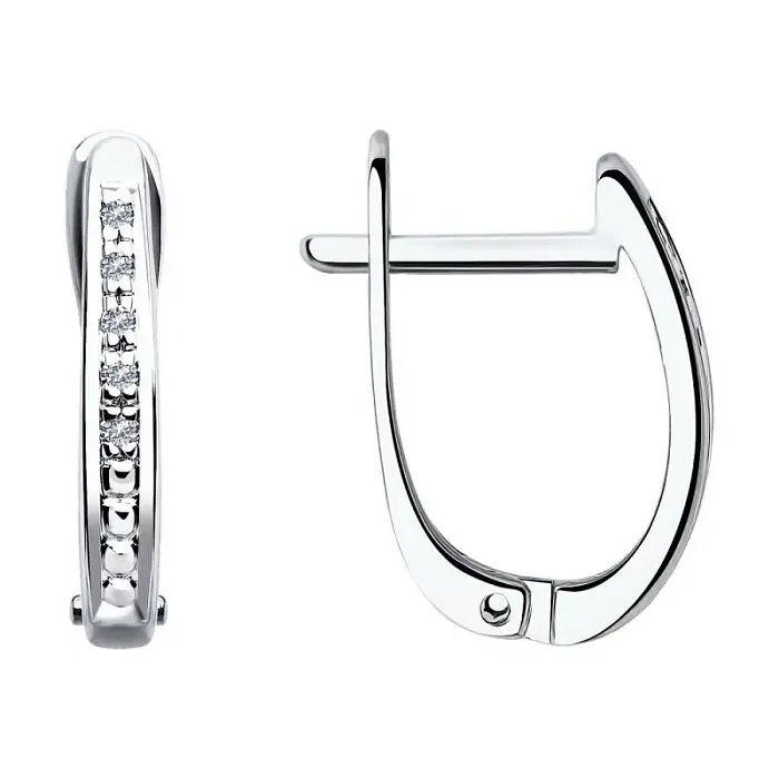 Серьги с английским замком из белого золота