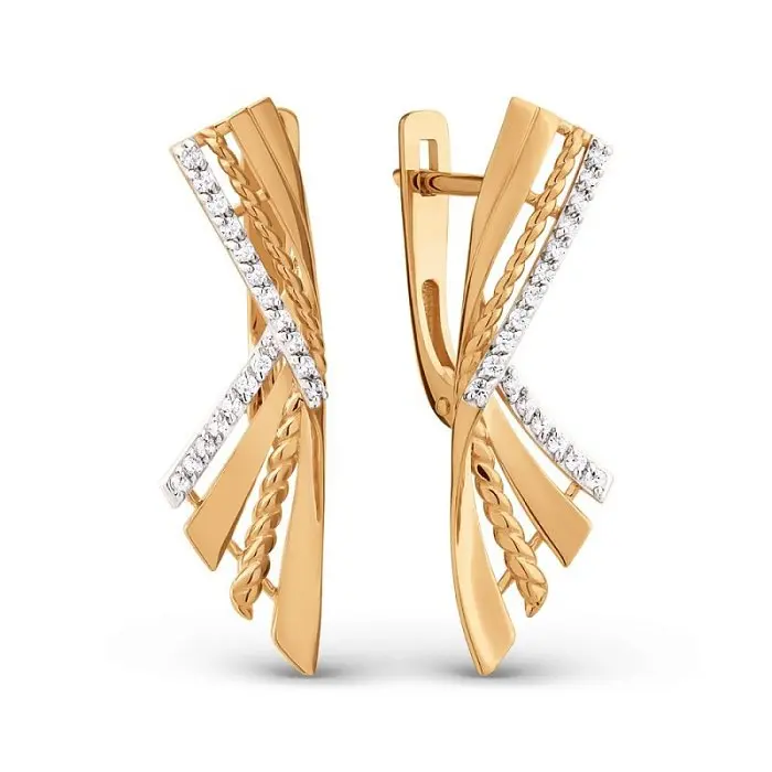 Серьги с английским замком из красного золота