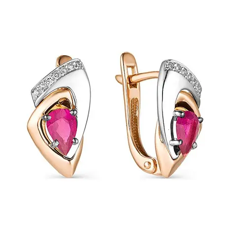 Серьги с английским замком из комбинированного золота