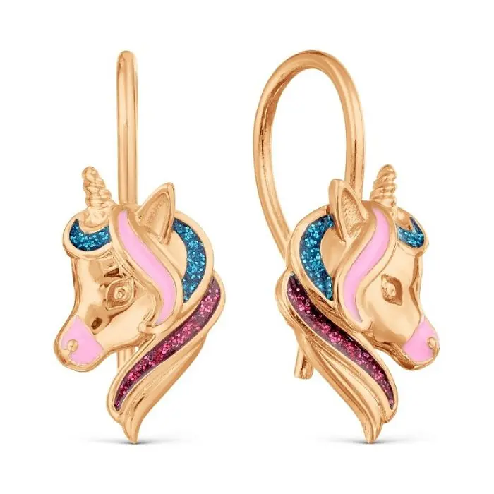 Серьги детские из красного золота
