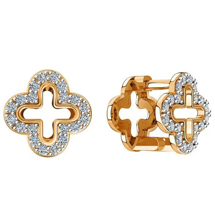 Серьги с английским замком из комбинированного золота