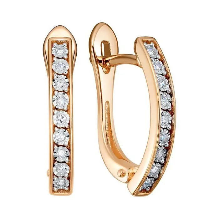 Серьги с английским замком из комбинированного золота