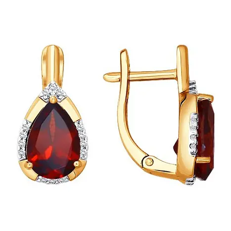 Серьги с английским замком из красного золота