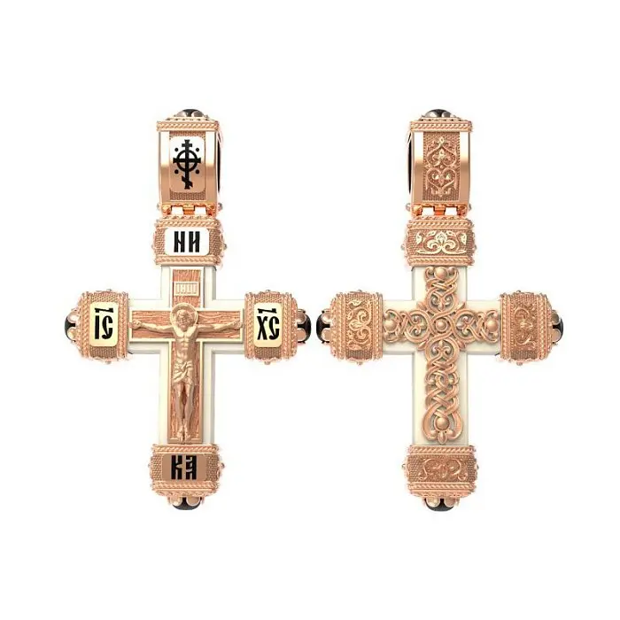 Подвеска крест из красного золота