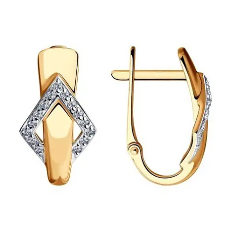 Серьги с английским замком из красного золота