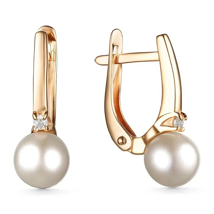 Серьги с английским замком из красного золота