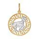 Подвеска знак зодиака из комбинированного золота