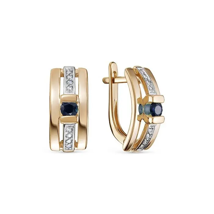 Серьги с английским замком из комбинированного золота