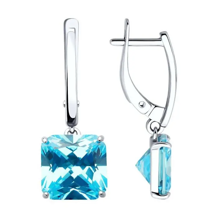 Серьги подвесные из серебра