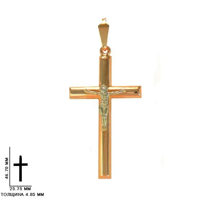 Подвеска крест из комбинированного золота