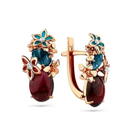 Серьги с английским замком из красного золота