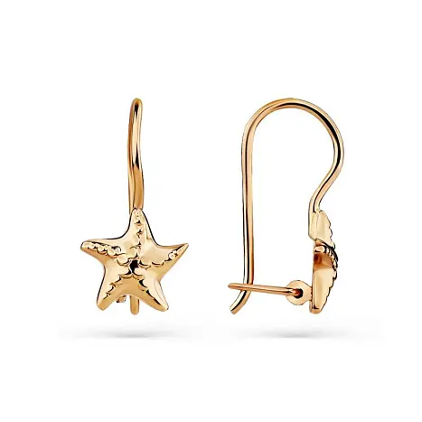 Серьги детские из красного золота