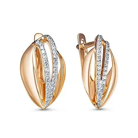 Серьги с английским замком из красного золота