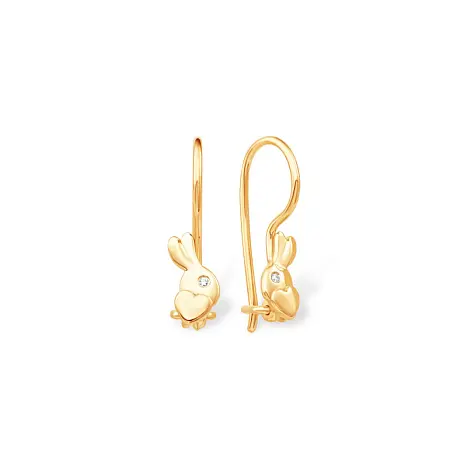 Серьги детские из красного золота