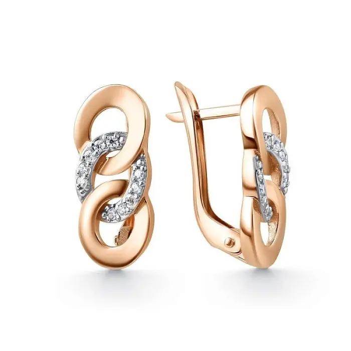 Серьги с английским замком из красного золота