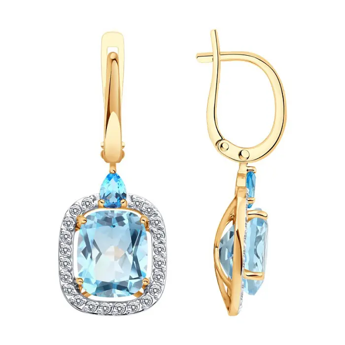 Серьги подвесные из красного золота
