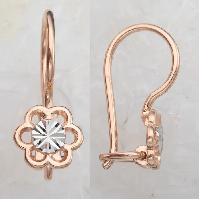 Серьги детские из комбинированного золота