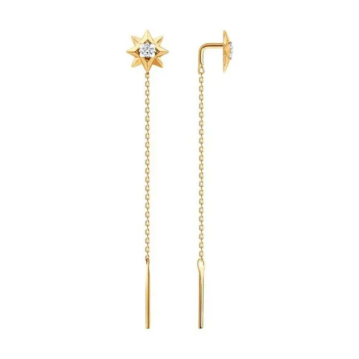 Серьги цепочки из красного золота