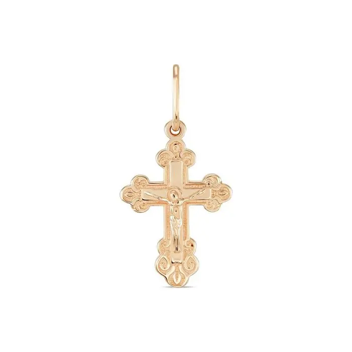 Подвеска крест из красного золота
