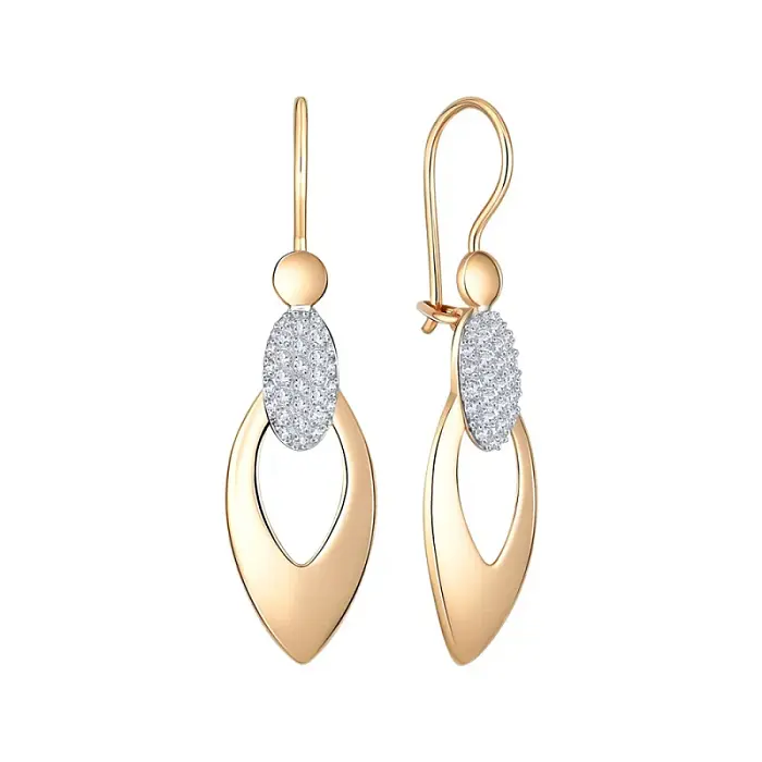 Серьги петельки из красного золота