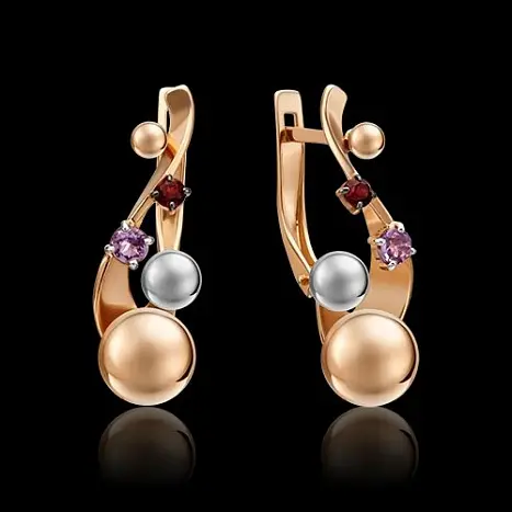 Серьги с английским замком из красного золота