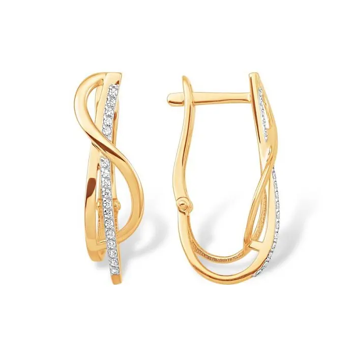 Серьги с английским замком из красного золота